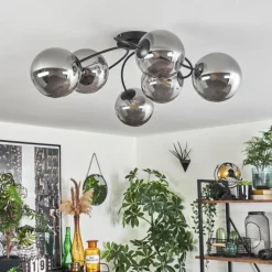 Plafonnier - Verre Chehalis Fumé, 6 lumières