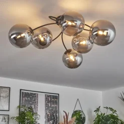 Plafonnier - Verre Chehalis Fumé, 6 lumières