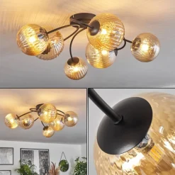 Plafonnier - Verre Chehalis Ambre, 6 lumières