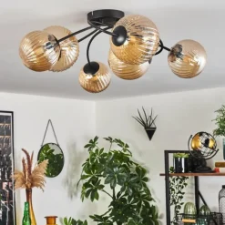 Plafonnier - Verre Chehalis Ambre, 6 lumières