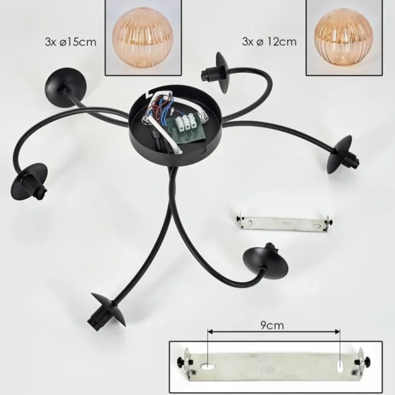 Plafonnier - Verre Chehalis Ambre, 6 lumières