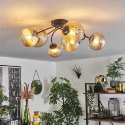 Plafonnier - Verre Chehalis Ambre, 6 lumières