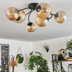 Plafonnier - Verre Chehalis Ambre, 6 lumières