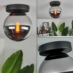 Plafonnier - Verre Gastor Chrome, Fumé, 1 lumière