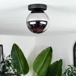 Plafonnier - Verre Gastor Chrome, Fumé, 1 lumière