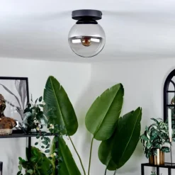 Plafonnier - Verre Gastor Chrome, Clair, Fumé, 1 lumière