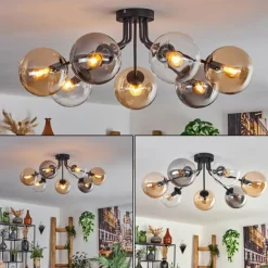 Plafonnier - Verre Gastor Ambre, Clair, Fumé, 7 lumières