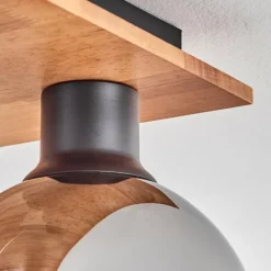 Plafonnier - Verre Koyoto Écru, Noir, 4 lumières