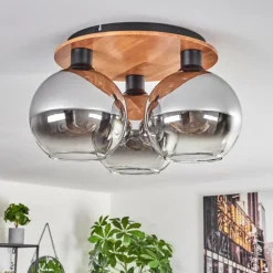 Plafonnier - Verre Koyoto Écru, Noir, 3 lumières