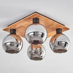 Plafonnier - Verre Koyoto Écru, Noir, 4 lumières