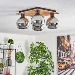 Plafonnier - Verre Koyoto Écru, Noir, 4 lumières