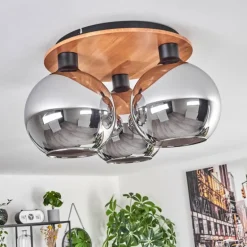 Plafonnier - Verre Koyoto Écru, Noir, 3 lumières