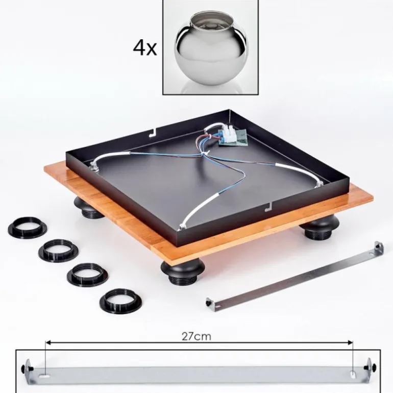 Plafonnier - Verre Koyoto Écru, Noir, 4 lumières