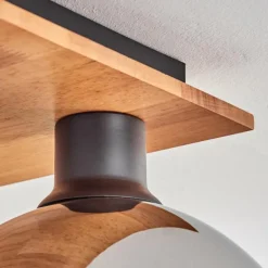 Plafonnier - Verre Koyoto Écru, Noir, 4 lumières