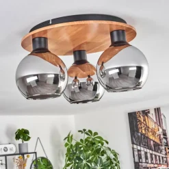 Plafonnier - Verre Koyoto Écru, Noir, 3 lumières