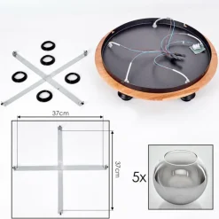 Plafonnier - Verre Koyoto Écru, Noir, 5 lumières