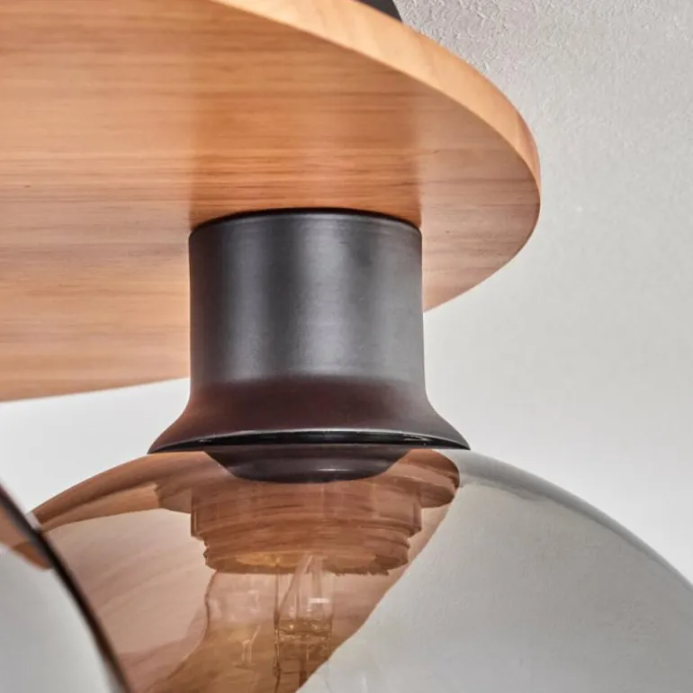 Plafonnier - Verre Koyoto Écru, Noir, 5 lumières