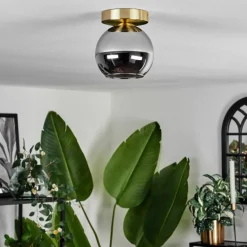 Plafonnier - Verre Koyoto Laiton, Noir, 1 lumière