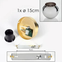 Plafonnier - Verre Koyoto Laiton, Noir, 1 lumière