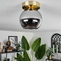 Plafonnier - Verre Koyoto Laiton, Noir, 1 lumière