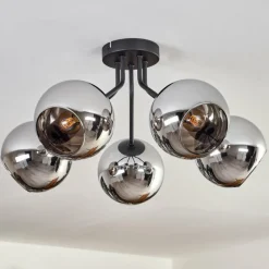Plafonnier - Verre Koyoto Chrome, Fumé, 5 lumières