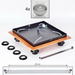 Plafonnier - Verre Koyoto Écru, Noir, 4 lumières