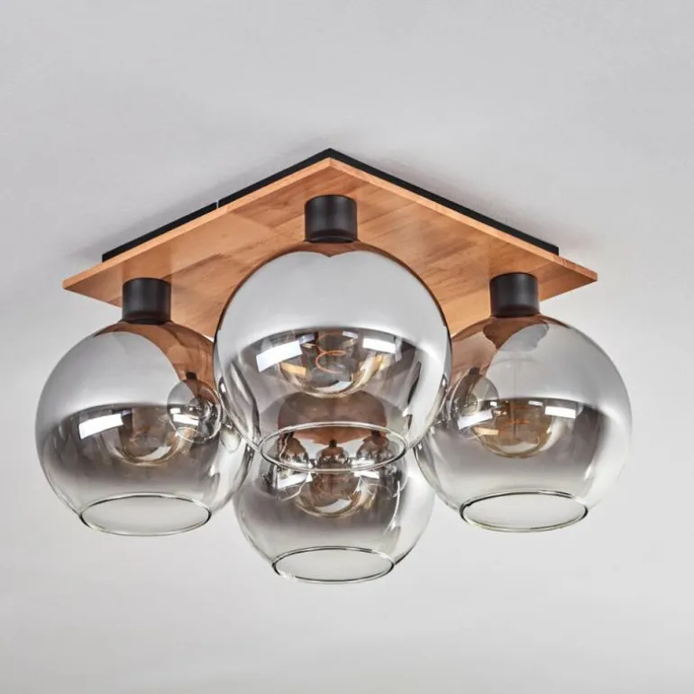 Plafonnier - Verre Koyoto Écru, Noir, 4 lumières