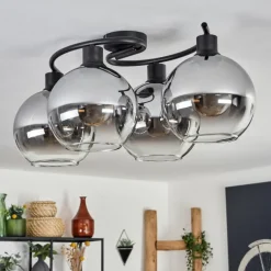 Plafonnier - Verre Koyoto Clair, Fumé, 4 lumières