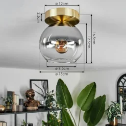 Plafonnier - Verre Koyoto Laiton, 1 lumière