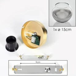 Plafonnier - Verre Koyoto Laiton, 1 lumière