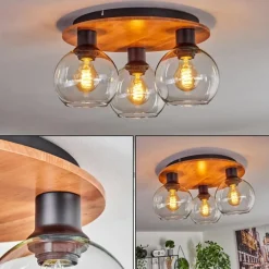 Plafonnier - Verre Koyoto Écru, Noir, 3 lumières