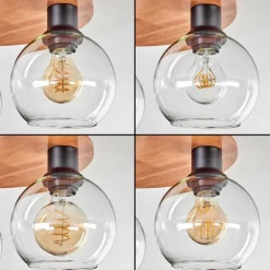 Plafonnier - Verre Koyoto Écru, Noir, 3 lumières