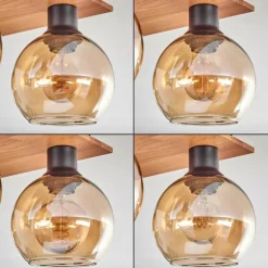 Plafonnier - Verre Koyoto Écru, Noir, 4 lumières