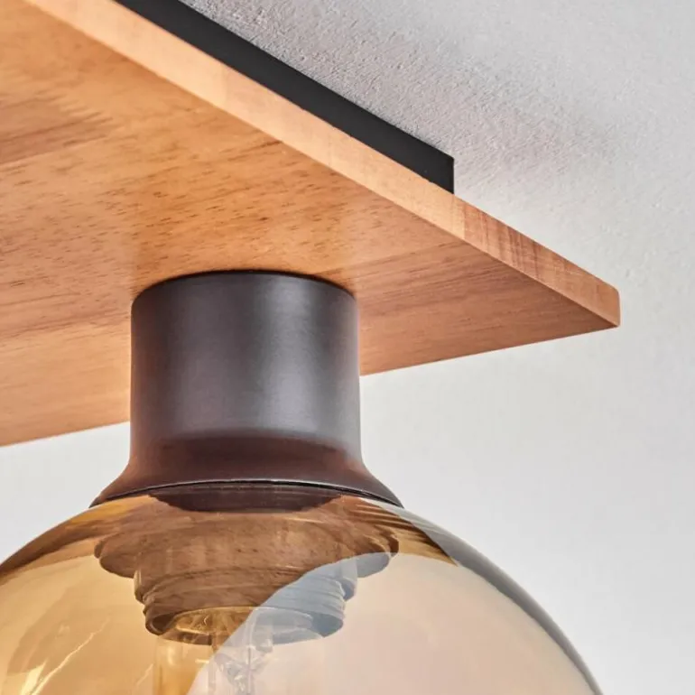 Plafonnier - Verre Koyoto Écru, Noir, 4 lumières