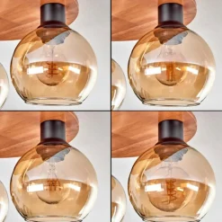 Plafonnier - Verre Koyoto Écru, Noir, 6 lumières