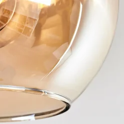 Plafonnier - Verre Koyoto Écru, Noir, 6 lumières