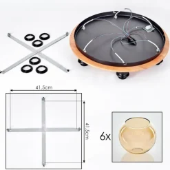 Plafonnier - Verre Koyoto Écru, Noir, 6 lumières