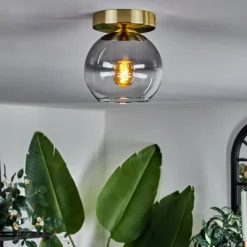 Plafonnier - Verre Koyoto Laiton, 1 lumière