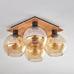 Plafonnier - Verre Koyoto Écru, Noir, 4 lumières