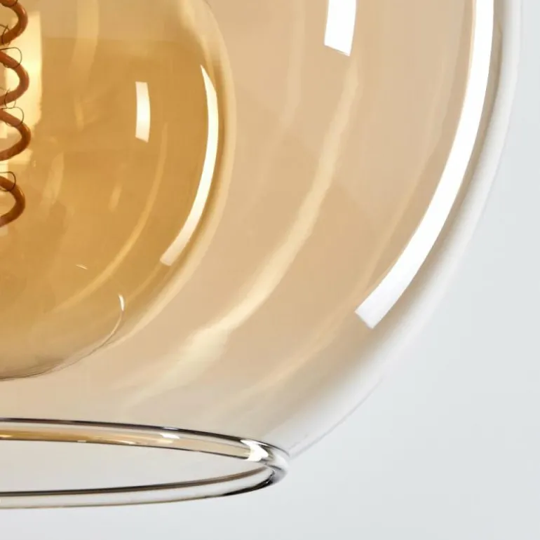 Plafonnier - Verre Koyoto Écru, Noir, 6 lumières