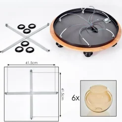 Plafonnier - Verre Koyoto Écru, Noir, 6 lumières