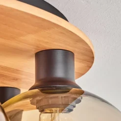 Plafonnier - Verre Koyoto Écru, Noir, 6 lumières