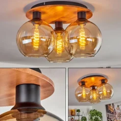 Plafonnier - Verre Koyoto Écru, Noir, 3 lumières