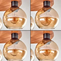 Plafonnier - Verre Koyoto Écru, Noir, 5 lumières