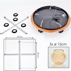 Plafonnier - Verre Koyoto Écru, Noir, 5 lumières