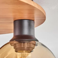 Plafonnier - Verre Koyoto Écru, Noir, 5 lumières