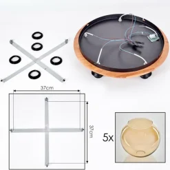 Plafonnier - Verre Koyoto Écru, Noir, 5 lumières