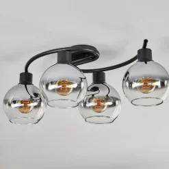 Plafonnier - Verre Koyoto Chrome, Clair, Fumé, 4 lumières