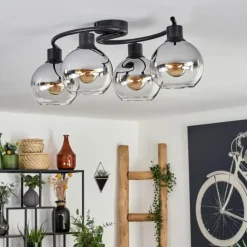 Plafonnier - Verre Koyoto Chrome, Clair, Fumé, 4 lumières