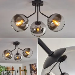 Plafonnier - Verre Koyoto Chrome, Clair, Fumé, 3 lumières